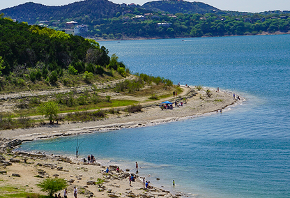The shore of Canyon Lake, Texas just outside of New Braunfels in the Hill Country taken from the Overlook Park