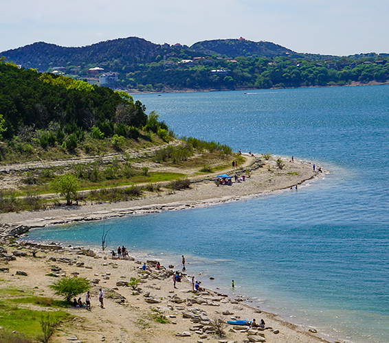 The shore of Canyon Lake, Texas just outside of New Braunfels in the Hill Country taken from the Overlook Park