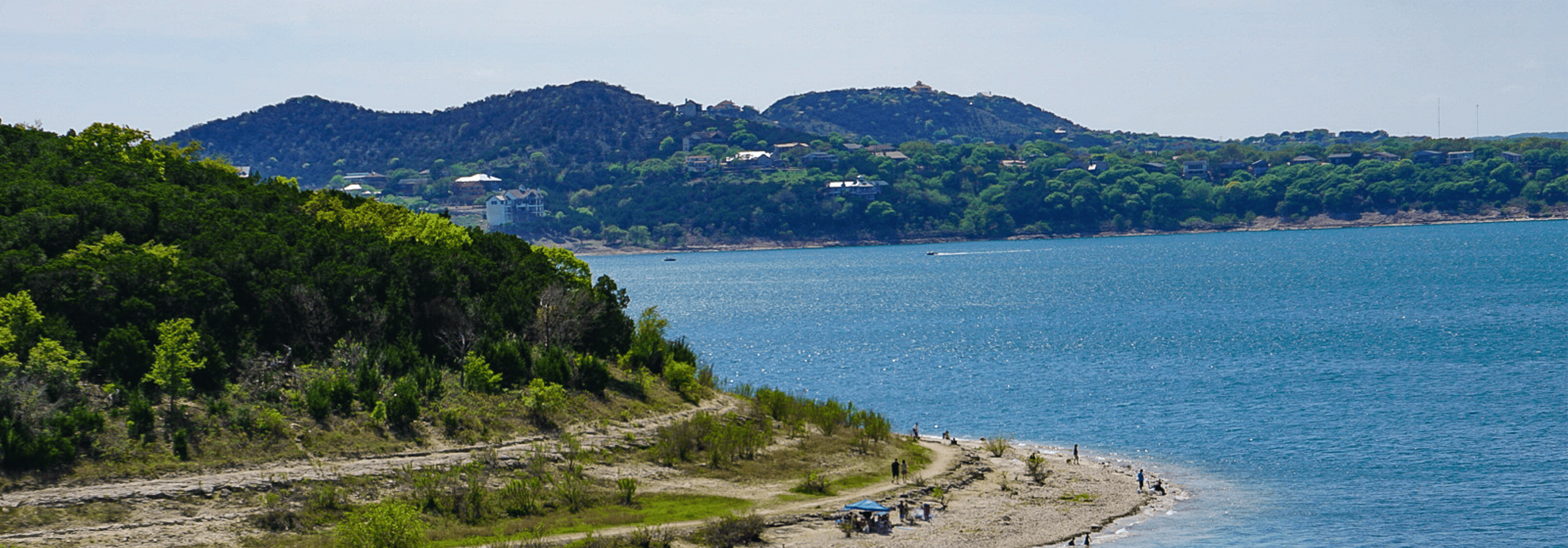 The shore of Canyon Lake, Texas just outside of New Braunfels in the Hill Country taken from the Overlook Park